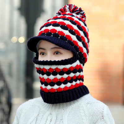 

Tailored Womens Hat Scarf Siamese Collar Girls Cute Winter Slouchy Knit Skull Cap Beret