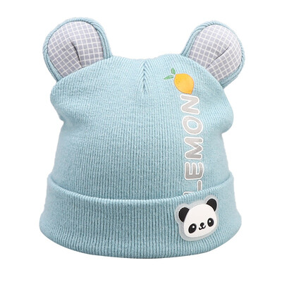 

Winter Newborn Cute Warm Kids Girls Boys Hats Baby Cartoon Pattern Hats Knitted Wool Hemming Caps With Ear