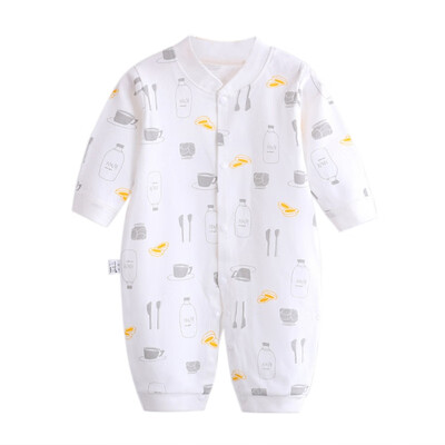 

4 Colors Spring Autumn Baby Boy Girl Cute Long Sleeve Romper Cotton Comfortable Cloud Tree Cup Watermelon Pattern Outfits