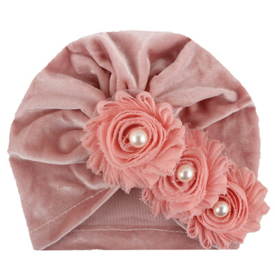 

New Autumn Soft Cute Newborn Baby Pearl Design Girls Caps Infant Casual Hat Headwear Cute Turban Elastic Cap