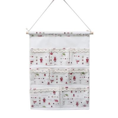 

Waterproof Linen Cotton Fabric Wall Door Cloth Practical Hanging Storage Bag Case 8 Pocket Eco-friendly Home Storage Bag