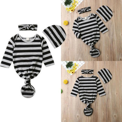 

3PCS Newborn Baby Girl Boy Swaddle Wrap Blanket Sleeping BagHatHeadwrap Outfit