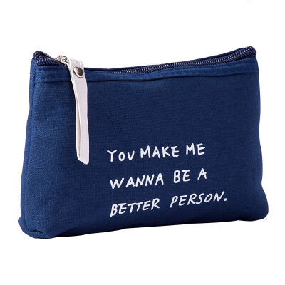 

Female Cosmetic Bag Simple Style Letter Fabric Multi-functional Makeup Storage Bag Zipper Purse Rose Red Multiple Colors