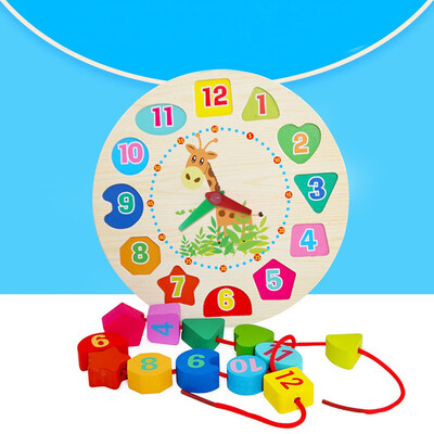 

Siaonvr Educational Baby Wooden Clock Beaded Beads Toy Toddler Infant Intelligence Toys