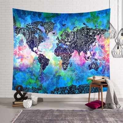 

Tapestry Wall World Map Room Decorations Safari Mural Art Zoo Children Home Decals Nursery carpets Tapestry Beach Coverlet