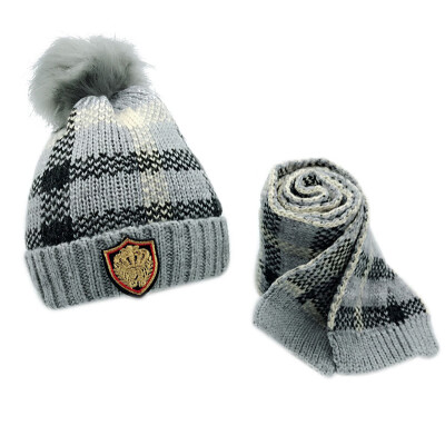 

2pc Warm winter baby hats Knitted Earflap Hat&Scarf Set Casual Kids Warm Beanies Warm Caps baby hats for girls boy
