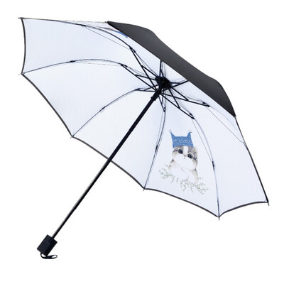 

Creative Cartoon Female Vinyl Fabric Umbrella Anti-UV Umbrella Sunscreen Three-fold Umbrella