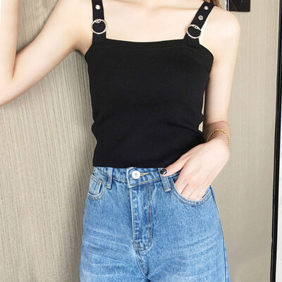 

EFINNY Summer Tank Top For Women Sleeveless Knitted Elastic Bandage Stretch Lady Tank Tops