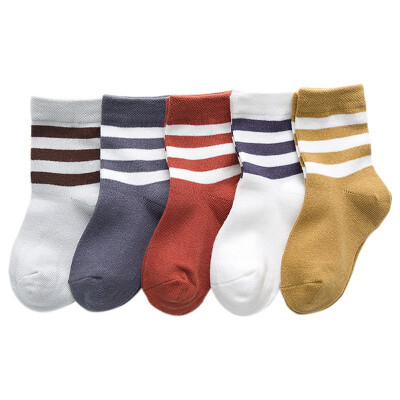 

Autumn Winter Childrens Cotton Solid Color Stripes Baby Hot Socks 5 Pairs Cute Baby Girl Boy Warm Casual New Socks 1-8Y