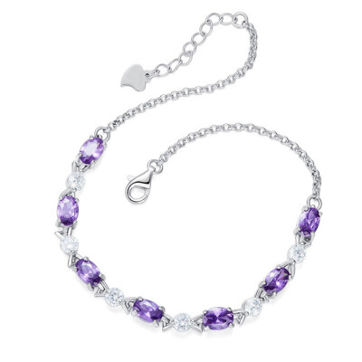 

1pc Chic Vogue White Rhinestone Purple Amethyst Charm Women Girls Bracelet