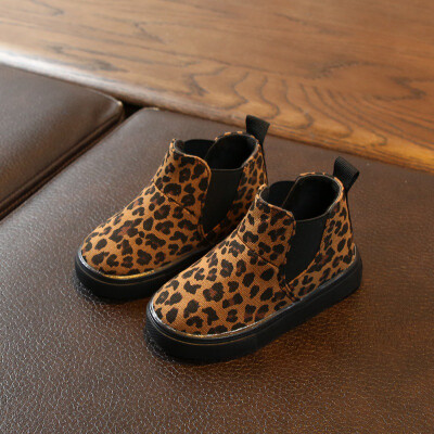 

New Kids Boots Fashion Winter Boys Girls Snow Boots Children Martin Boots Baby Cute Leopard Pattern Anti-slip Walking Shoes