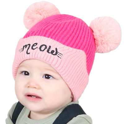 

Baby Girl Boy Hat Knitted Hat For Girls Cotton ball Children Cap Toddler Kids Hats Cartoon Cute Baby Hats Bonnet