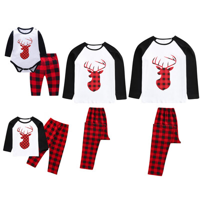 

Tailored Women Merry Christmas Pajamas Deer Plaid Family Matching Xmas Sleepwear Set