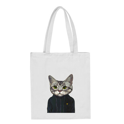 

Tailored Fashion Women Canvas Printing Cute Cat Shoulder Bags Large Capacity Shopping Bag