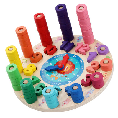 

Colorful Wooden Toy Kid Colorful Clock Number Time Early Learning Gift Intelligent Early Education Interactive Toys