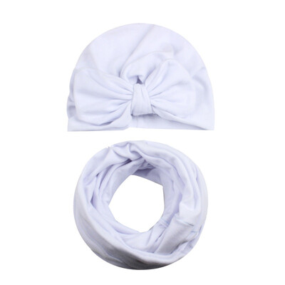 

Childrens Bow HatScarf Set Autumn Winter Warm Scarf For Baby Boy Girl New Toddlers Soft Cotton Caps 0-7Y