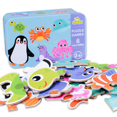 

Gotoamei 6 In 1 Animal Cartoon Wooden Traffic Puzzle Early Childhood Educational Toys