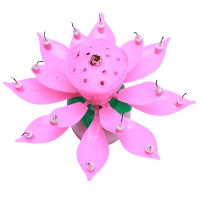 

DTY Party Decorations Art Musical Candle Lotus Flower Happy Birthday Party Gift Rotating Lights Decoration 14 Candles Lamp