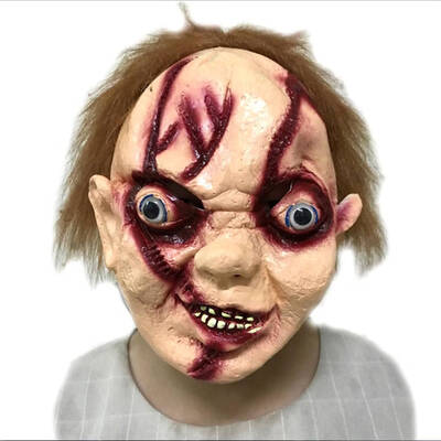 

Scary Doll Festival Party Supplies Halloween Adult Latex Mask Horrifying Mask Carnaval Bar Cosplay Costume