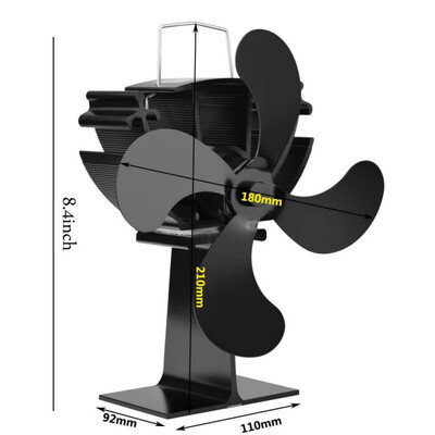 

4 Blades Heat Powered Stove Fan Log Wood Burner Ecofan Quiet Black Home Fireplace Fan Efficient Heat Distribution