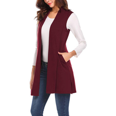 

Toponeto Womens Long Vests Sleeveless Draped Lightweight Open Front Cardigan Vest