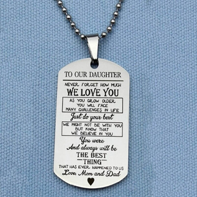

Luxury 2019 New To Our Son Daughter Pendant Necklace Love Dad Mom Dog Tag Military Necklace Birthday Graduation Gift For Kids