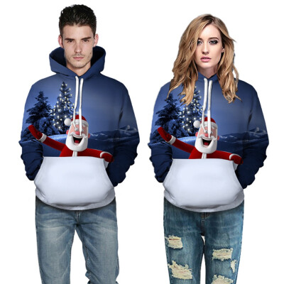 

Toponeto Couples Autumn Spring Fashion 3D Christmas Long Sleeve Hoodies Top Sweatershirt