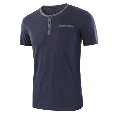 

Toponeto Fashion Mens Baggy Solid Short Sleeve Button O-Neck T Shirts Tops Blouses
