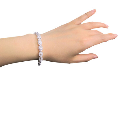 

Womens Silver Plated Copper Retro Bracelet Hollow Beads Geometric Pattern Bangle Adjustable Link Chain