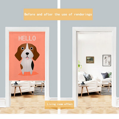 

Cartoon Animal Printed Cotton And Linen Japanese Style Doorway Curtain Hanging Tapestry For Home Decoration