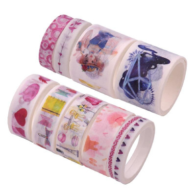 

Washi Japanese Paper Tapes Scrapbooking Tape Rolls Colorful Design 10pcsset for Arts Journals Decoration DIY Gift Packaging