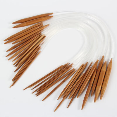 

New 18pcsSet Useful 40cm Circular Bamboo Carbonized Knitting Needles 18 Sizes A1