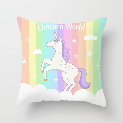 

Cartoon 45X45Cm Unicorn Throw Pillow Case Home Bedroom Soft Square Cushion Cover Office Sofa Car Decorative Pillowcase Item