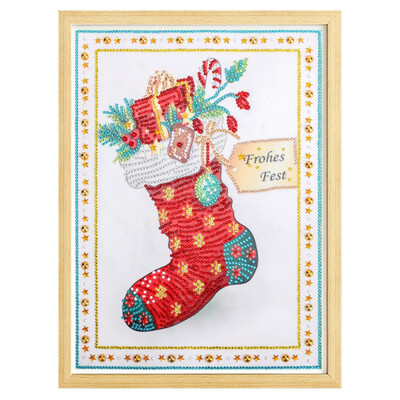 

Creative Cute Shining Stocking Diamond Painting Christmas Festival Home Party Superumarket Decoration