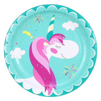 

Blue Unicorn Girls Series Birthday Party Tableware Plates Cups Napkins Decor SET
