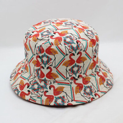 

Flamingo Print Bucket Hat Women Double Wear Cotton Cap Sun Hats Autumn Men Fishing Hat