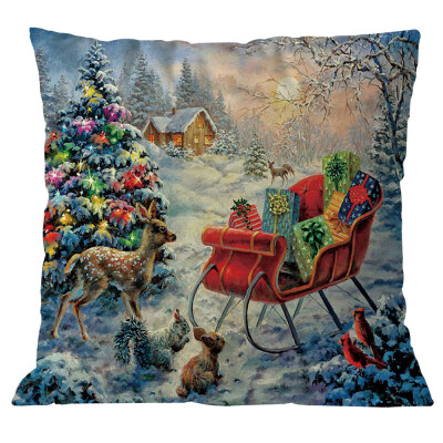 

Tailored Cotton Linen Christmas Pillow Case Sofa Car Throw Cushion Cover Home Decor