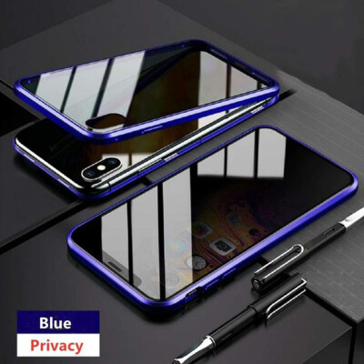 

iPhone Glass CaseSlim Bumper Magnetic Adsorption Installation Anti-Scratch Aluminum Metal with Double Screen Protector Cover