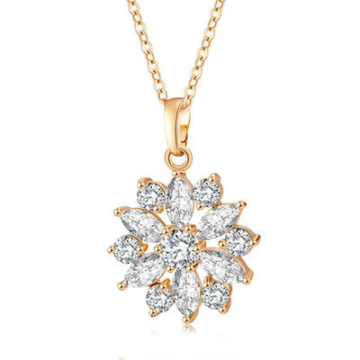 

Women Flower Necklace Crystal Floral Clavicle Choker Jewelry Rhinestone Short Chain