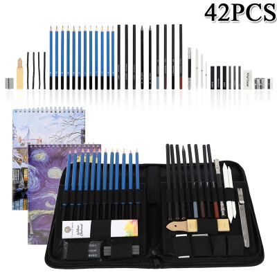 

42Pcs Professional Sketching Art Graphite Pencil Kit Drawing Set Graphite Charcoal Artist Sketch Tool Kit