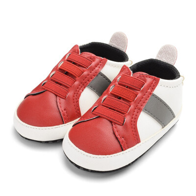 

The First Walker Baby Shoes Newborn PU Leather Face Color Elastic Band Casual Sports Shoes Soft Bottom Baby Boy Shoes
