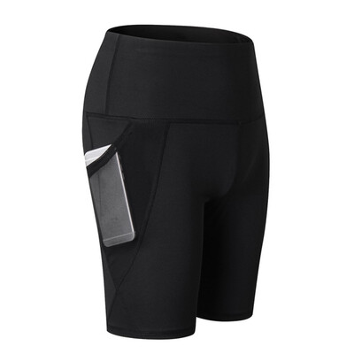 

Women High Waist Yoga Shorts Running Gym Fitness Quick Dry Elastic Pants with Mesh Pocket Summer Outdoor Sports Shorts