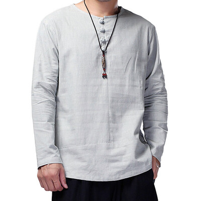 

Toponeto Mens Fashion New Autumn Winter Solid Color Casual Long-Sleeved Blouse Top