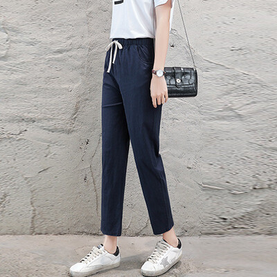 

Summer Pants Women Cotton Linen Nine Spring Summer Thin Section Straight Loose All-match Casual Pants pantalones mujer
