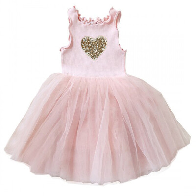 

Summer Dress Fashion Baby Girl Dress Heart-shaped Sleeveless Mesh Princess Dress Kids\ Clothing