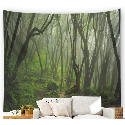 

Toponeto Misty Forest Tapestry Wall Hanging Nature Landscape Tapestry Sunshine Through Tree Tapestries For Bedroom Living Room