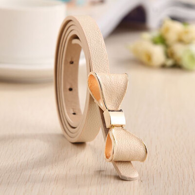 

WomenS Fashion Cute Sweet Candy Colors Bow Knot Pu Leather Thin Skinny Waistband Belt