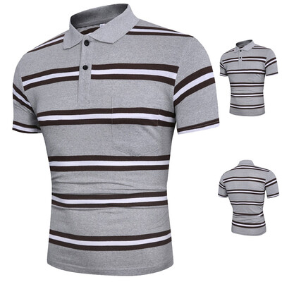 

Toponeto Mens Summer Slim Fit Turn-down Collar Shirt Short Sleeve Pocket Top Blouse
