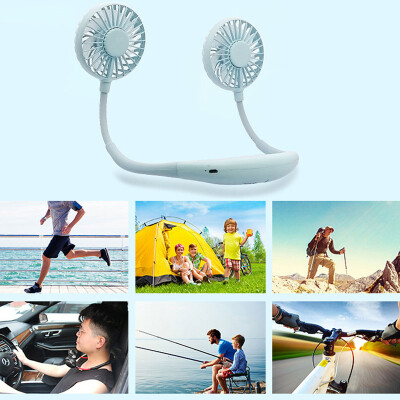 

LED Glow USB Fan Portable Wearable Hand Free Neckband Fan Mini Rechargeable Fans 3 Speed Adjustable for Home Office N30C