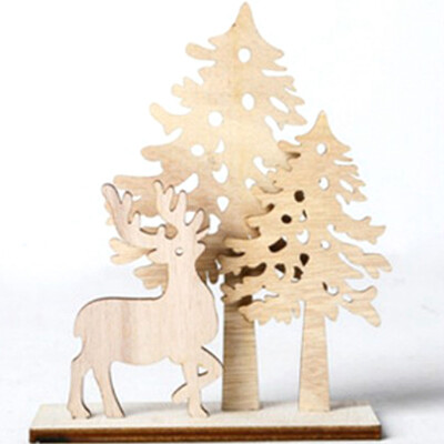 

1Set Wood Crafts Christmas Santa Claus&Snowman Wooden Ornaments For Home Decor